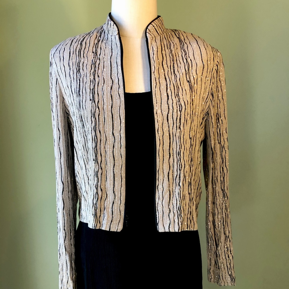 Alex Evenings Black Evening Gown w Gold Jacket - Size 8